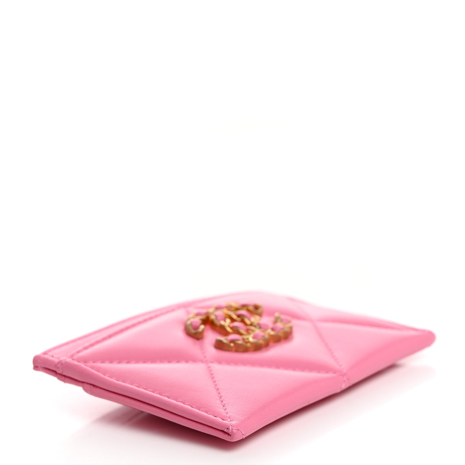 Chanel Lambskin Quilted Chanel 19 Card Holder Pink 4 of 9