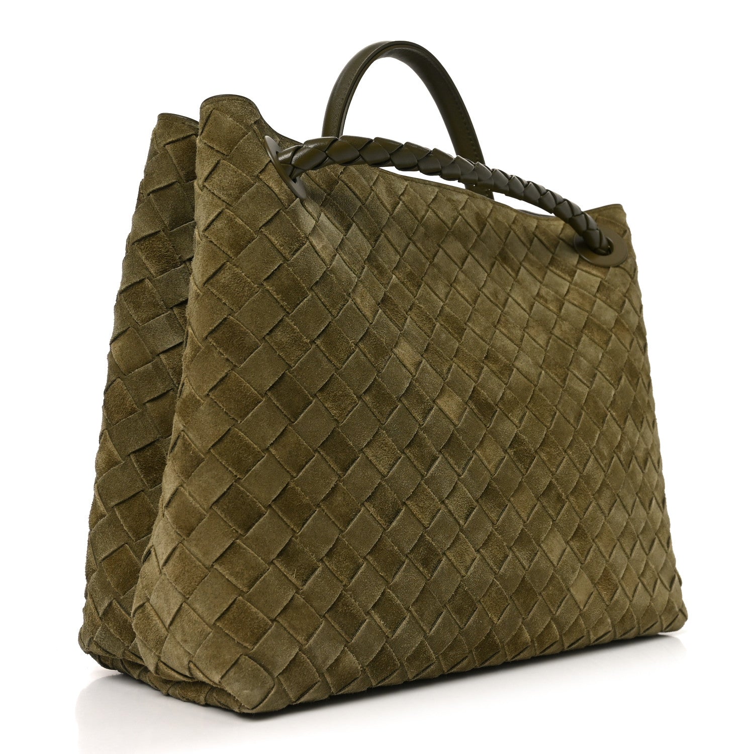 Bottega Veneta Suede Intrecciato Medium Andiamo Shoulder Bag Mud 3 of 9