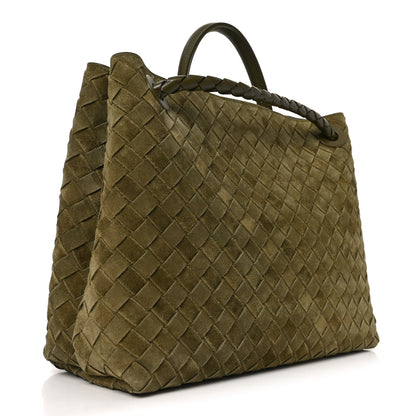 Bottega Veneta Suede Intrecciato Medium Andiamo Shoulder Bag Mud 3 of 9