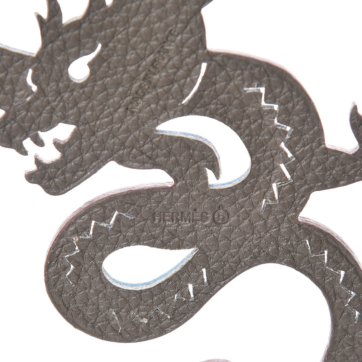 Epsom Togo Petit H Dragon Bag Charm Bleu Indigo Etain