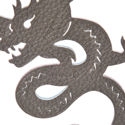 Hermes Epsom Togo Petit H Dragon Bag Charm Bleu Indigo Etain 3 of 5