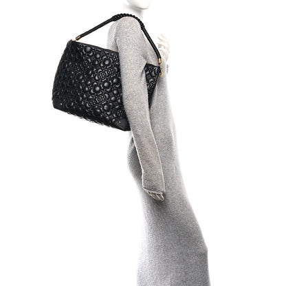 Louis Vuitton Lambskin Quilted Flowers Triangle Softy Black 2 of 9