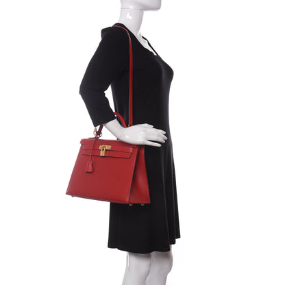 Hermes Epsom Kelly Sellier 32 Rouge Casaque 2 of 13