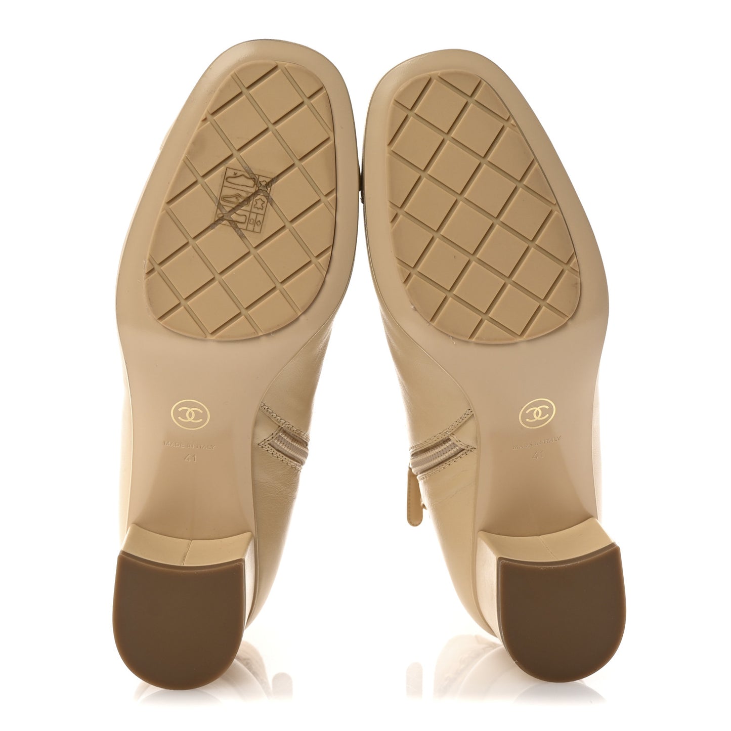 Calfskin Cap Toe Chain Short Boots 41 Beige