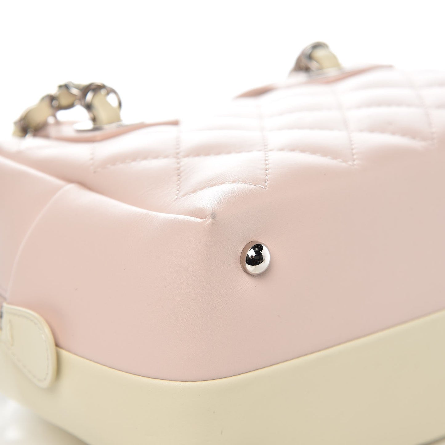 Calfskin Quilted Feather Weight Bowling Bag Ivory Light Pink