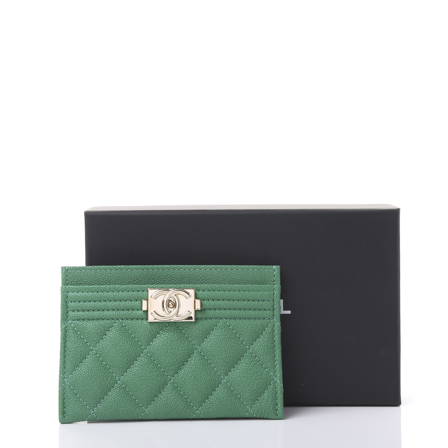 Chanel Caviar Quilted Boy Card Holder Green 11 of 11