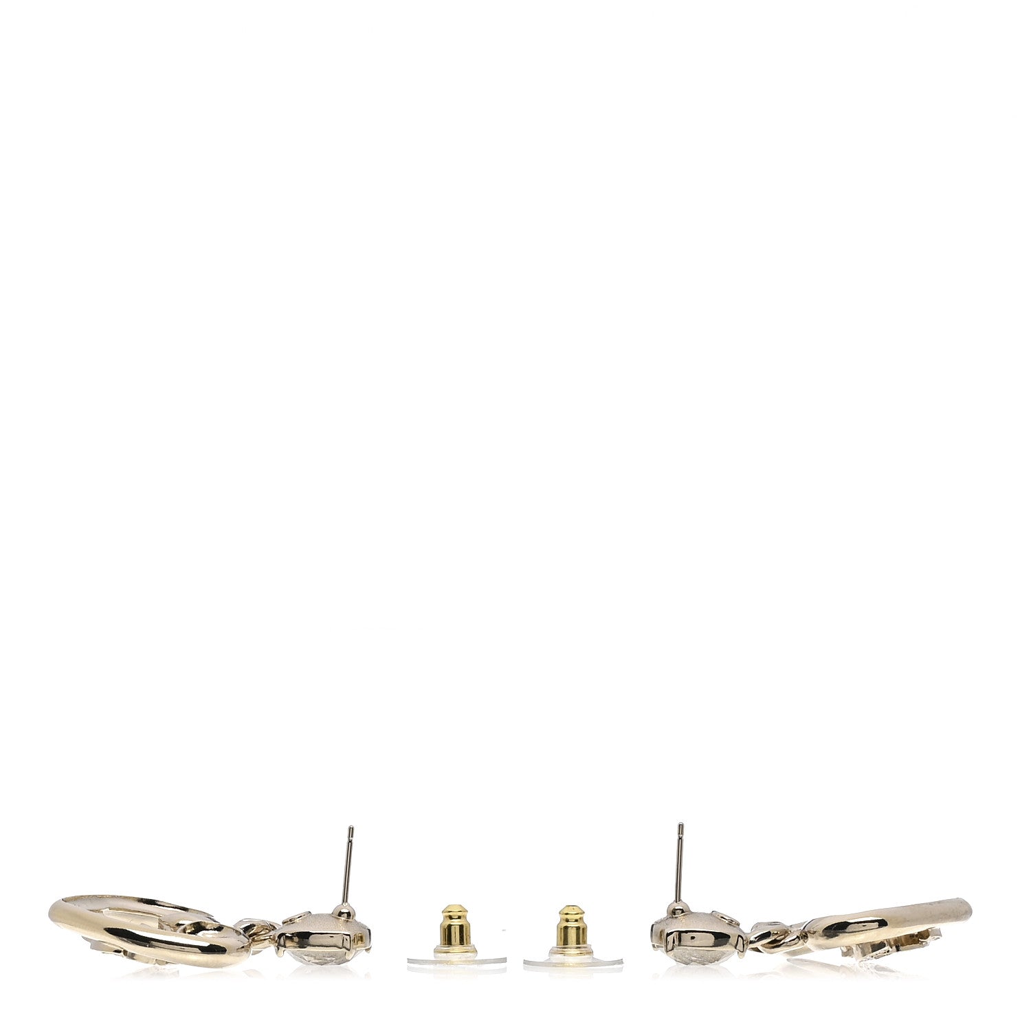 Chanel Metal Strass CC Heart Drop Earrings Gold 3 of 4