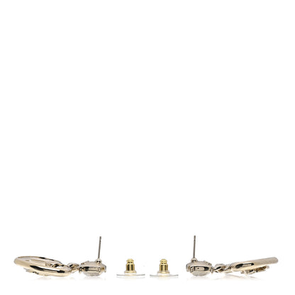 Chanel Metal Strass CC Heart Drop Earrings Gold 3 of 4