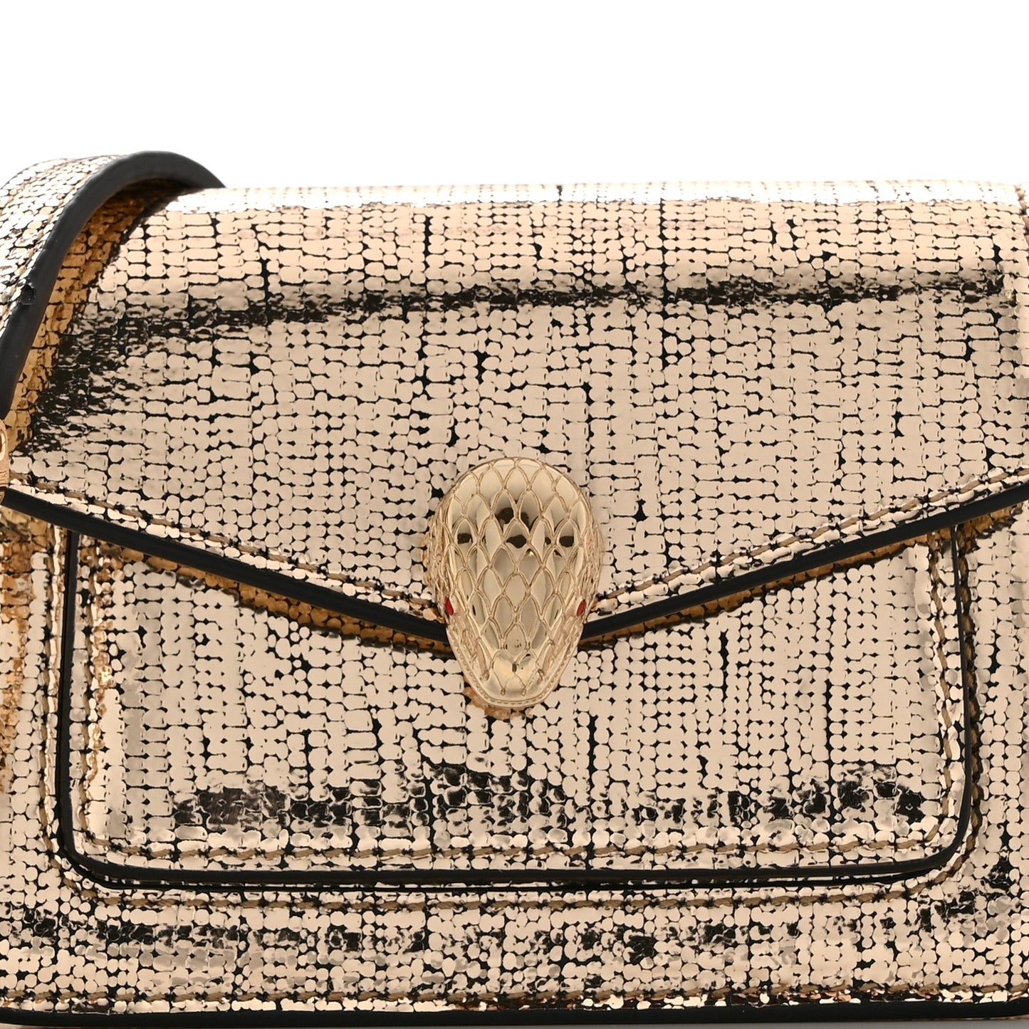 Metallic Calfskin Serpenti Forever Micro Bag  Gold