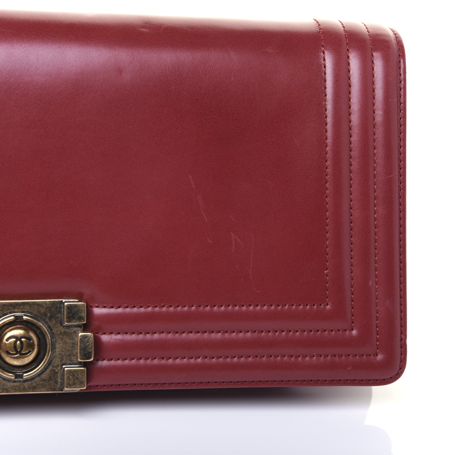 Chanel Glazed Calfskin Boy Flap Clutch Red 15 of 17