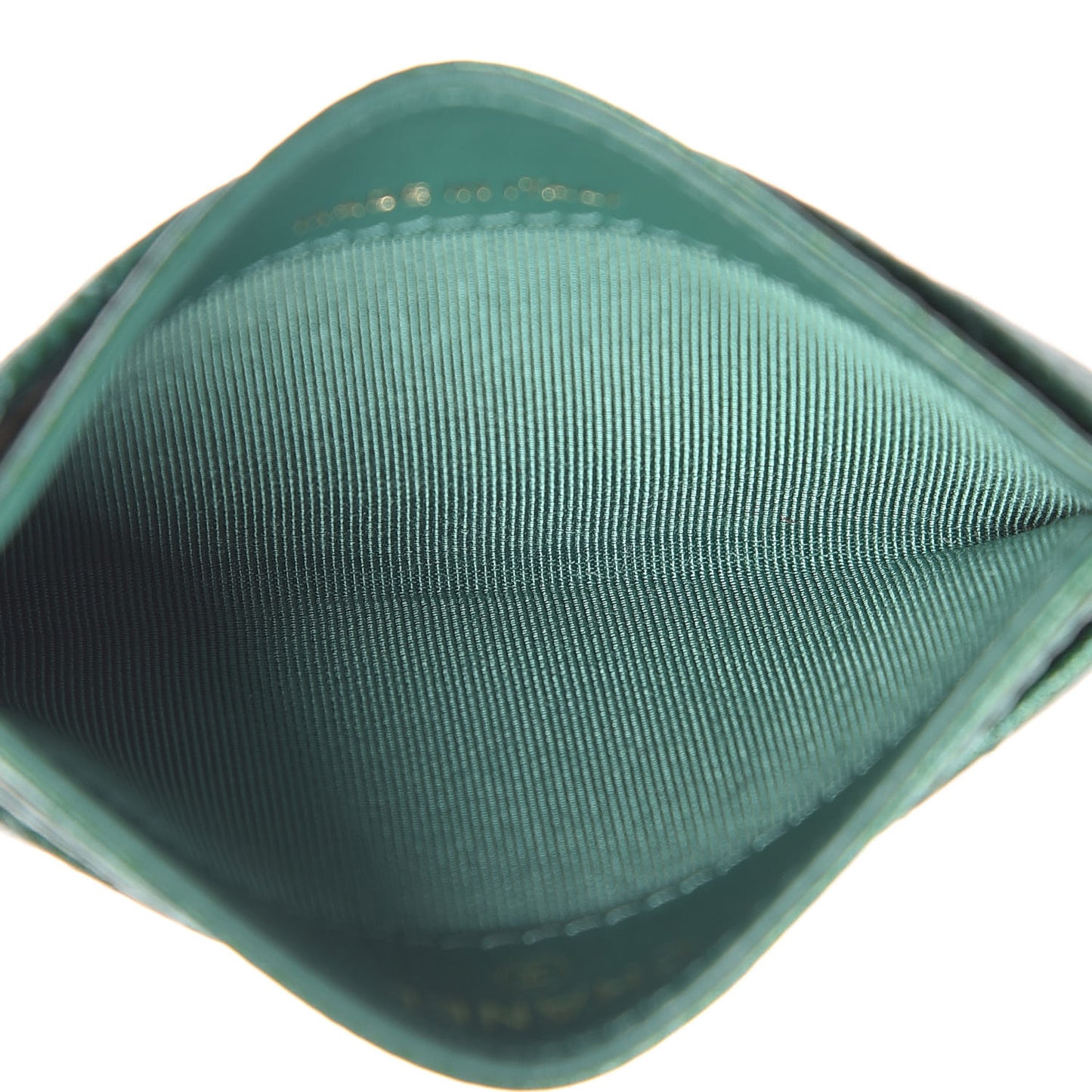 Metallic Caviar Quilted Card Holder Green