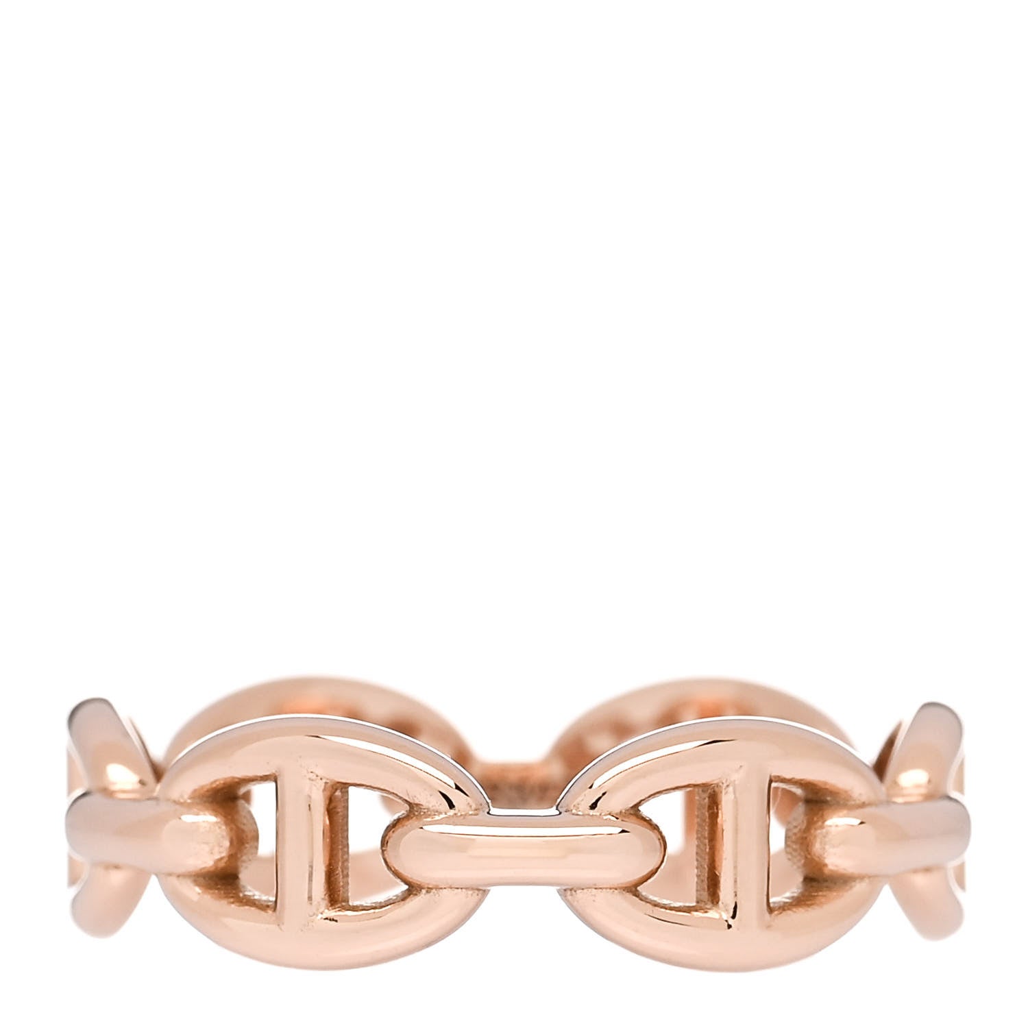 Hermes 18K Rose Gold PM Chaine d'Ancre Enchainee Ring 56 7.5 1 of 7