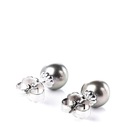 Mikimoto 18K White Gold Black South Sea Pearl 9mm Stud Earrings 3 of 5