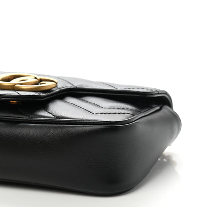 Gucci Calfskin Matelasse Super Mini GG Marmont Shoulder Bag Black 10 of 10