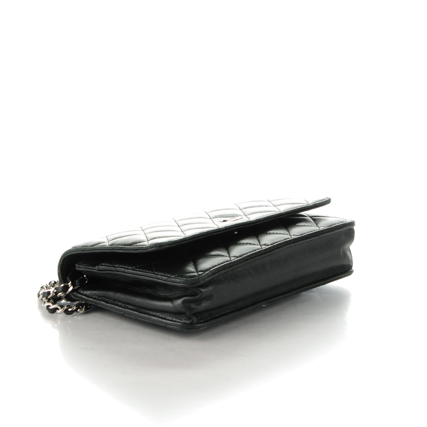 Lambskin Quilted Wallet On Chain WOC Black