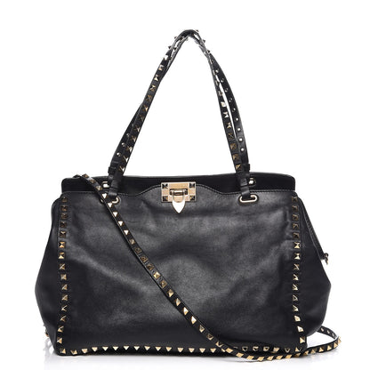 Valentino Garavani Vitello Medium Rockstud Tote Black 1 of 11