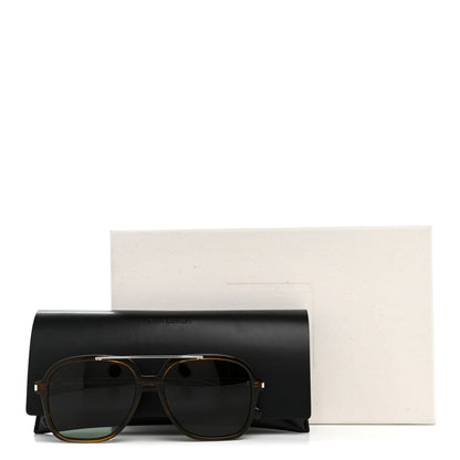 Saint Laurent Acetate Geometric Aviator Sunglasses SL 545 Brown Green 8 of 8