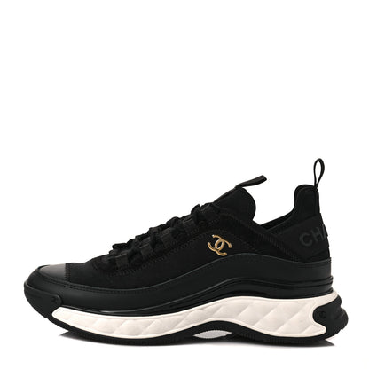 Chanel Velvet Calfskin Mixed Fibers CC Sneakers 36.5 Black 1 of 9