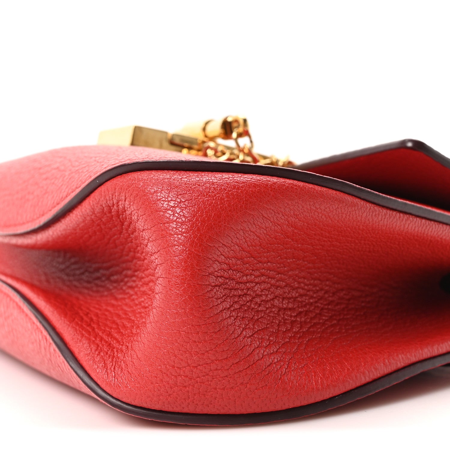 Chloe Grained Lambskin Mini Drew Shoulder Bag Plaid Red 9 of 9