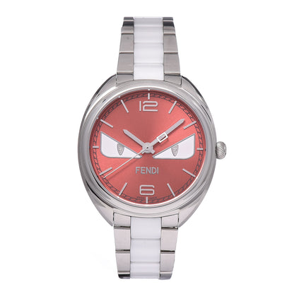 Fendi Stainless Steel Ceramic Diamond 34mm Momento Bugs Quartz Watch Orange 1 of 9