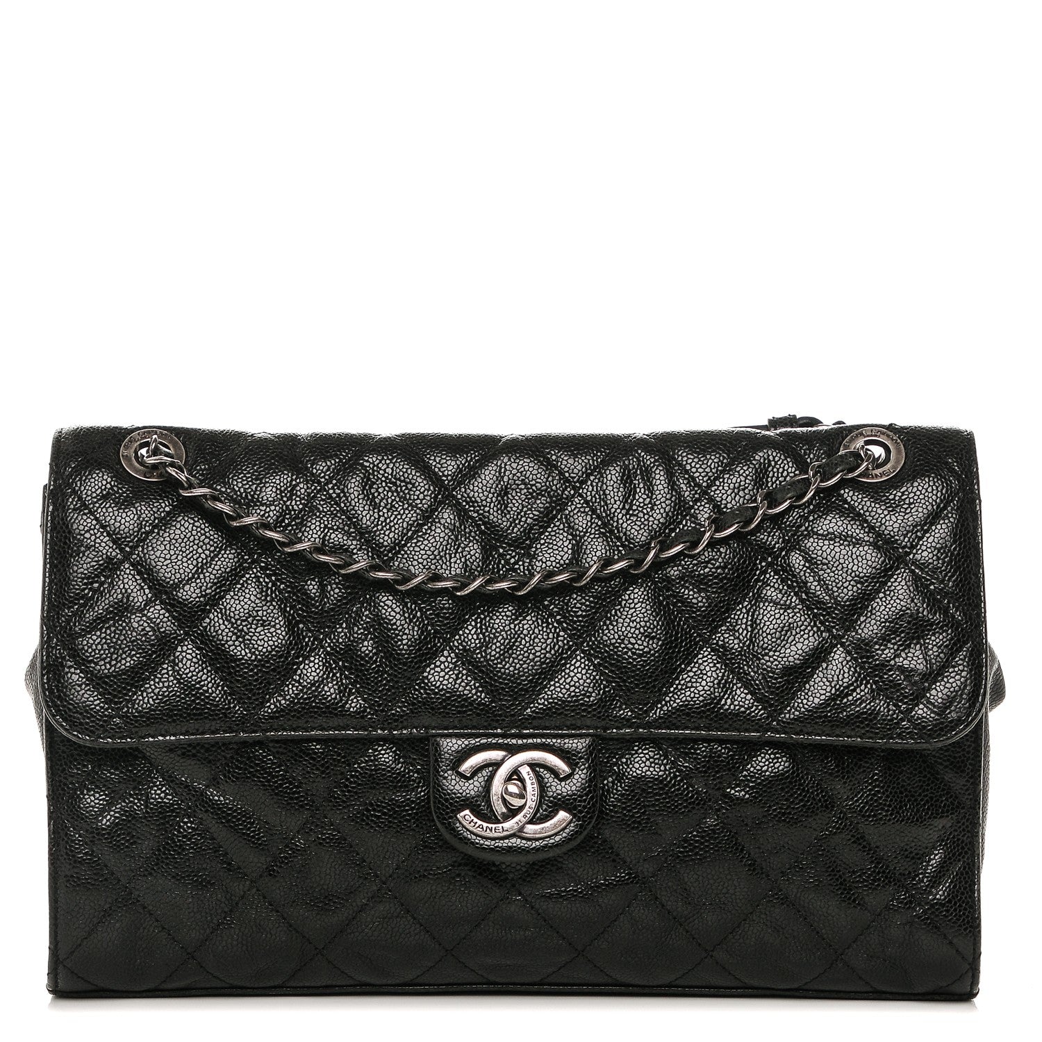 Chanel Crumpled Grained Calfskin Jumbo CC Crave Flap Black 1 of 7