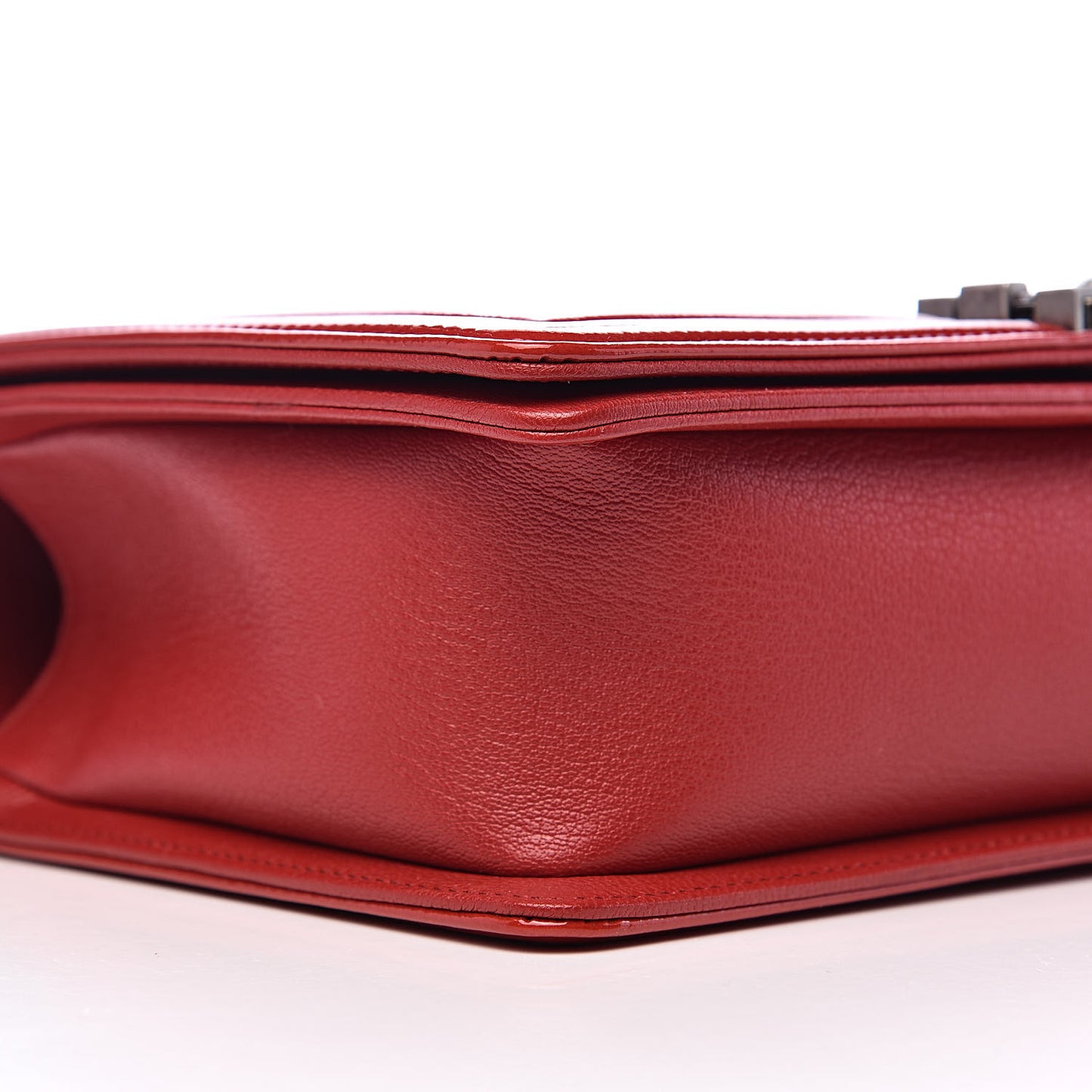 Patent Goatskin Quilted New Medium Boy Flap Red