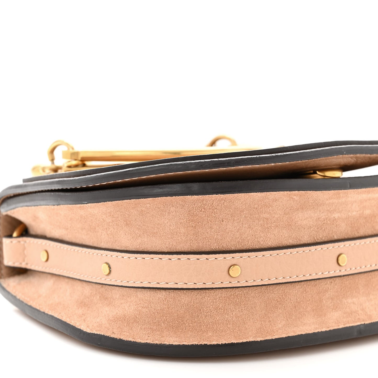 Calfskin Suede Small Nile Bracelet Bag Biscotti Beige