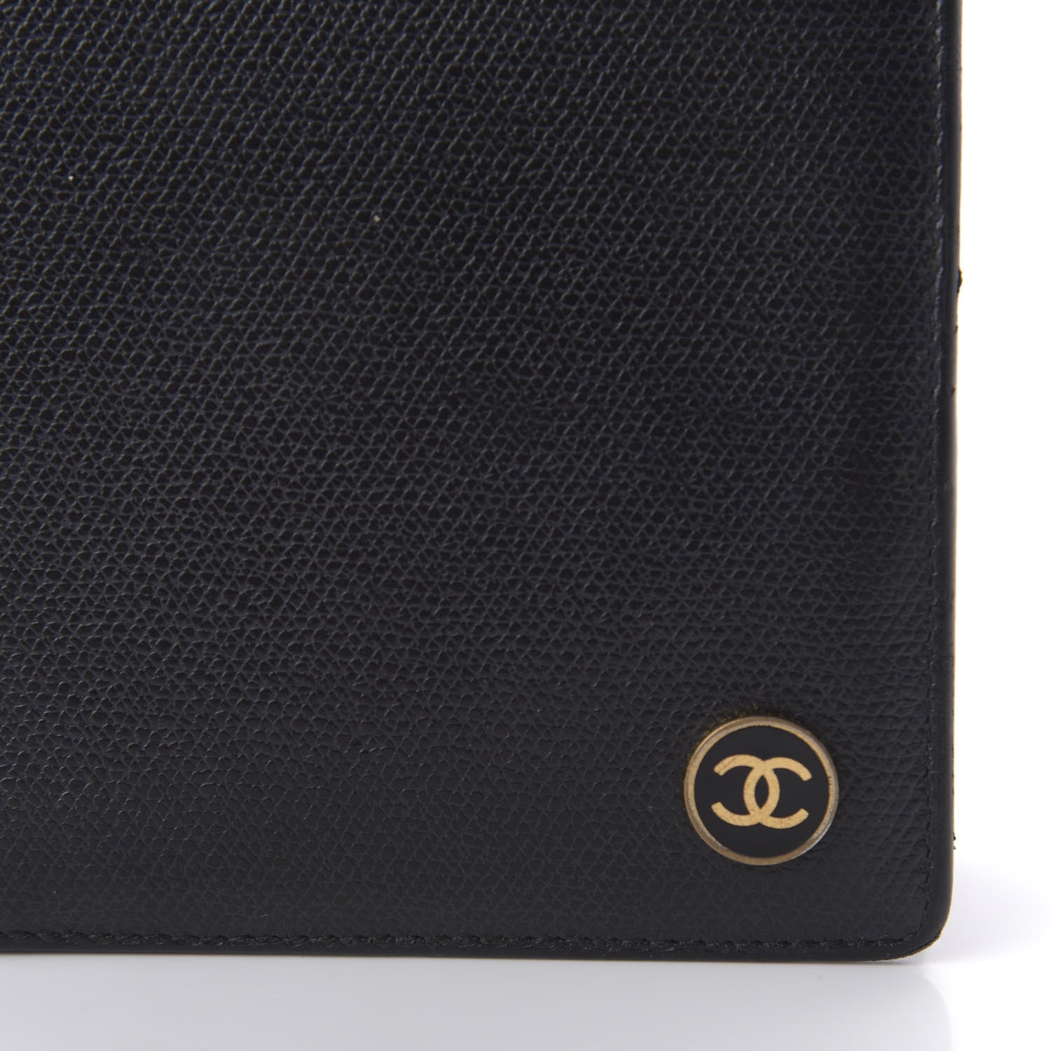 Chanel Grained Calfskin CC Button Bi-Fold Wallet Black 10 of 13
