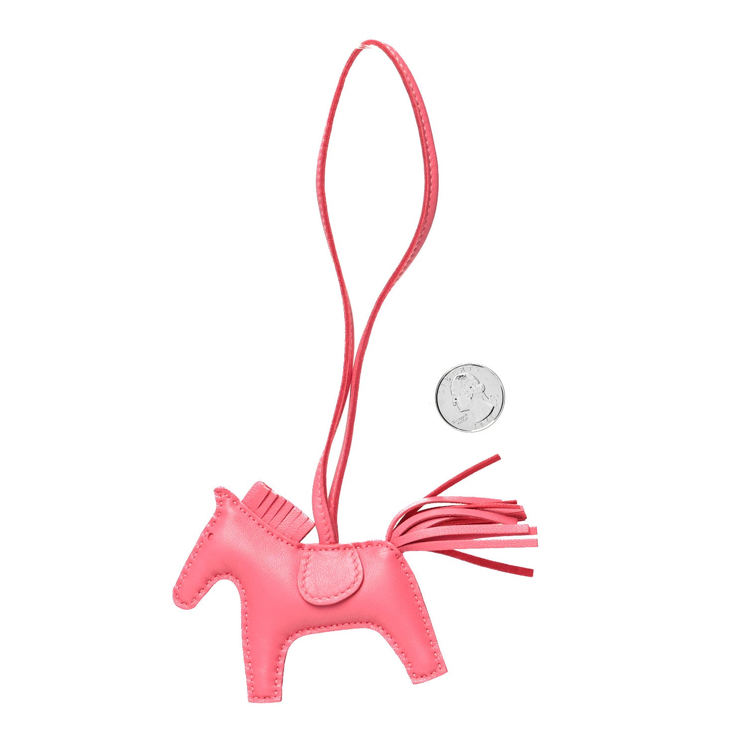 Hermes Milo Lambskin Grigri Rodeo Horse Bag Charm PM Rose Azalee 2 of 3