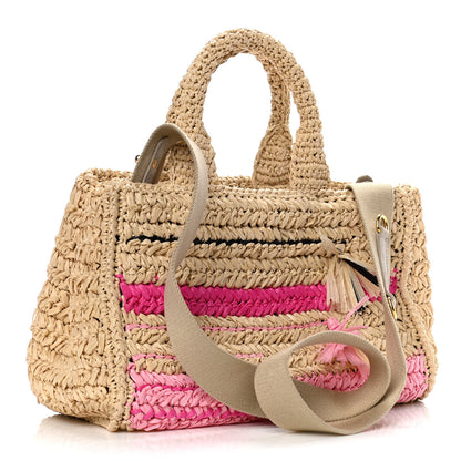 Prada Raffia Woven Tote Naturale Rosa 2 of 9