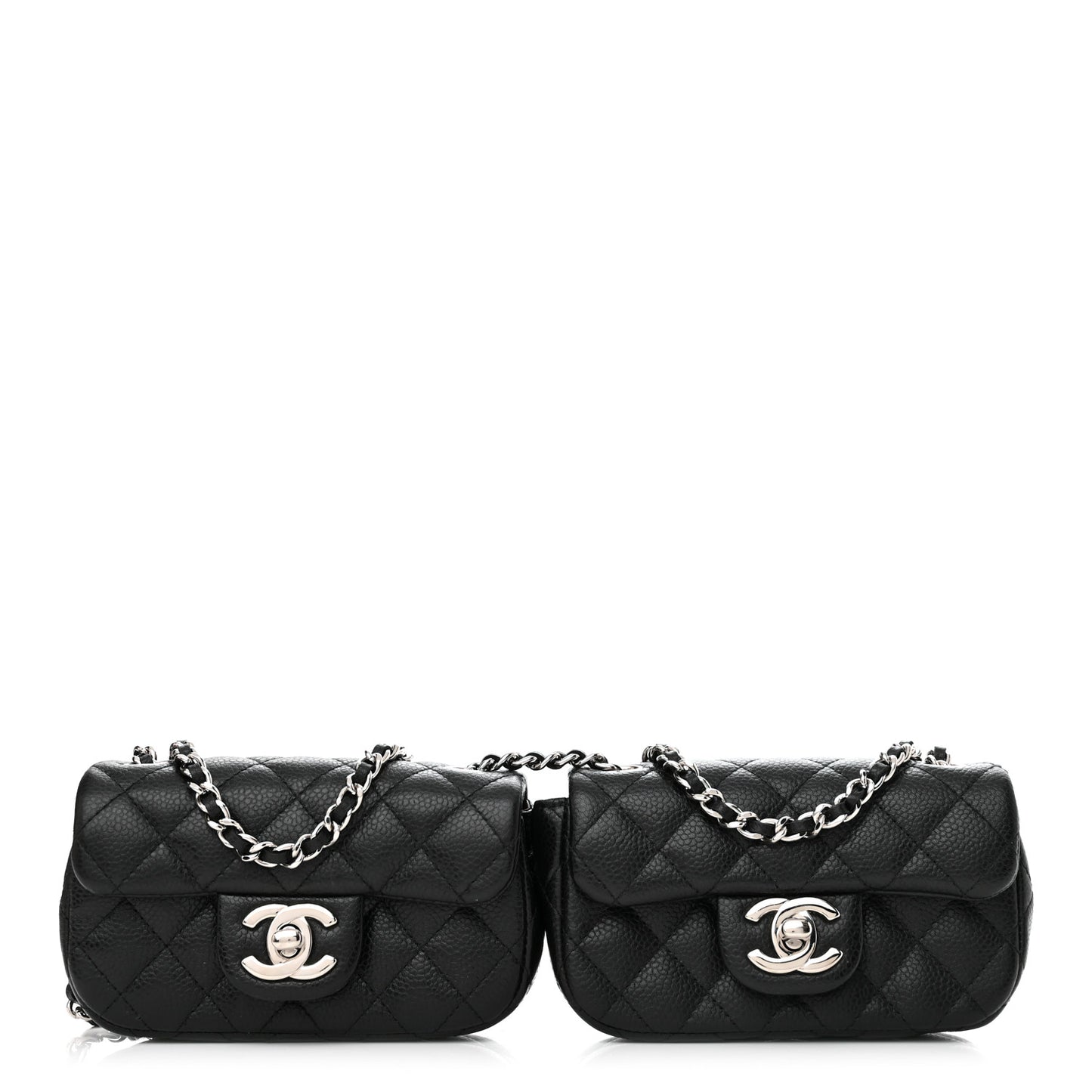 Caviar Quilted Double Mini Flap Crossbody Black