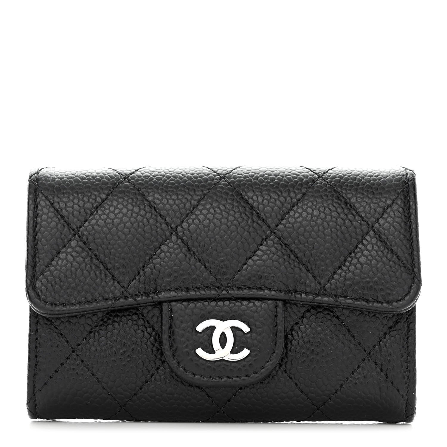 Chanel Caviar Quilted Flap Card Holder Wallet Black 1 of 9