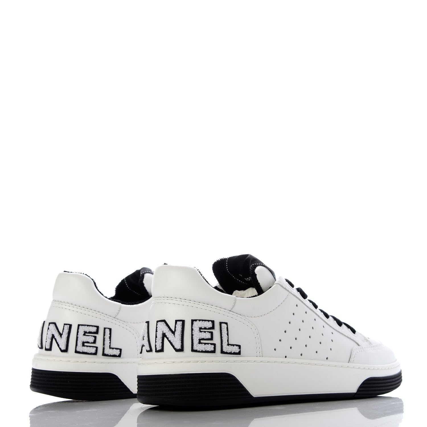 Chanel Calfskin Womens Logo Sneakers 41 Black White 4 of 10