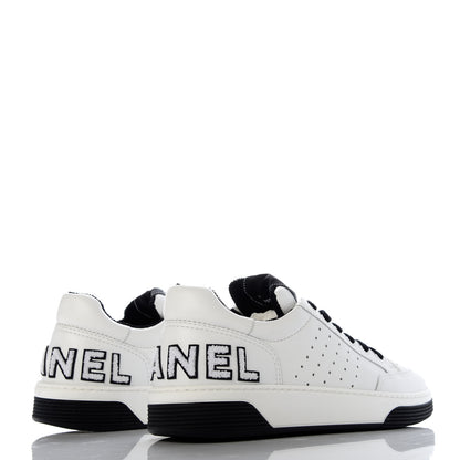 Chanel Calfskin Womens Logo Sneakers 41 Black White 4 of 10