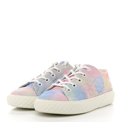 Chanel Printed Fabric Quilted Sneakers 36.5 Green Pink Blue 3 of 9