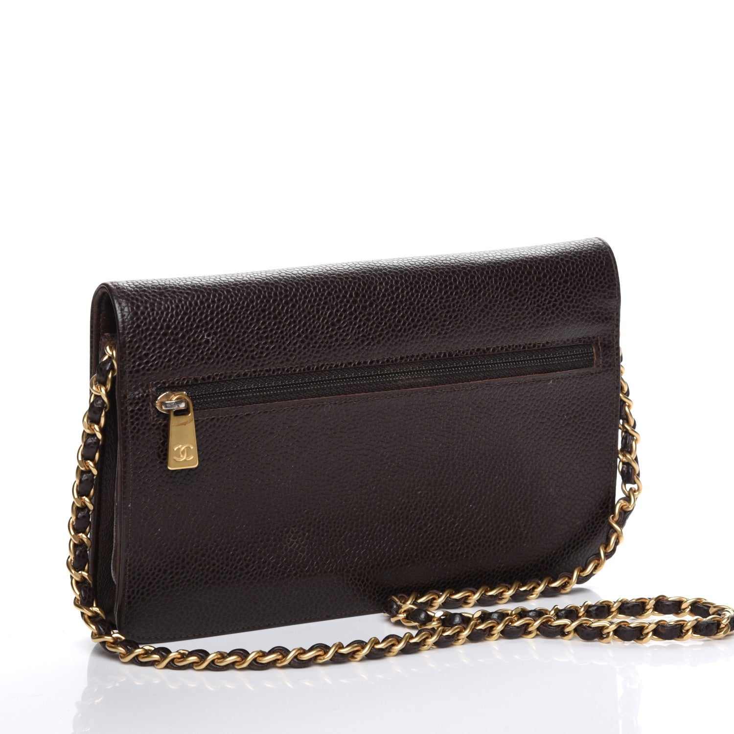Chanel Caviar Timeless CC Wallet On Chain WOC Dark Brown 3 of 10