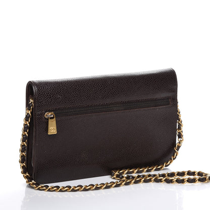 Chanel Caviar Timeless CC Wallet On Chain WOC Dark Brown 3 of 10
