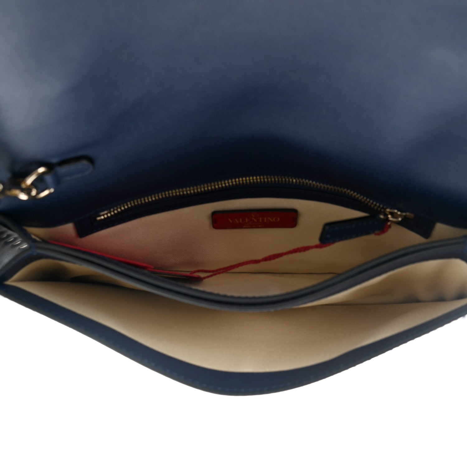 Valentino Garavani Nappa Canvas Chevron Striped Rockstud Wristlet Clutch Blue Red White 5 of 6
