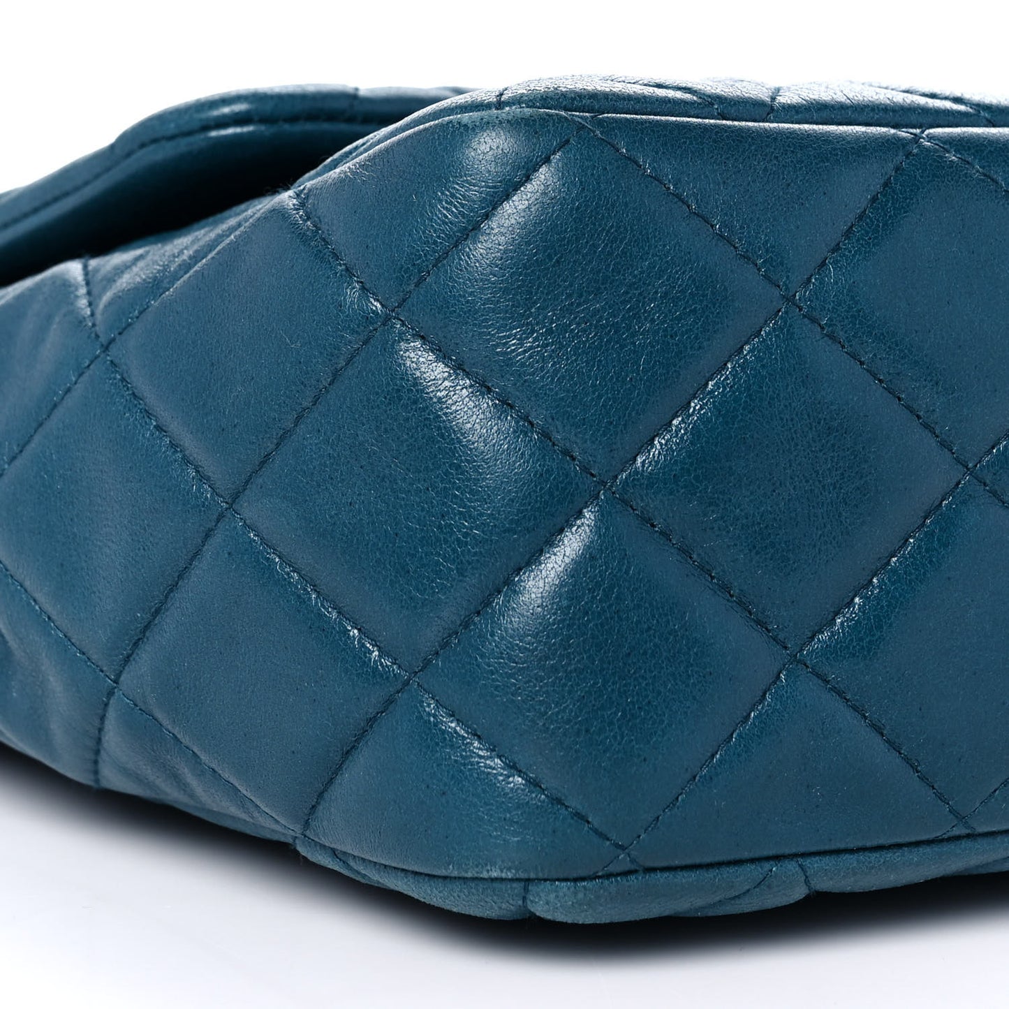 Lambskin Quilted Jumbo Single Flap Turquoise