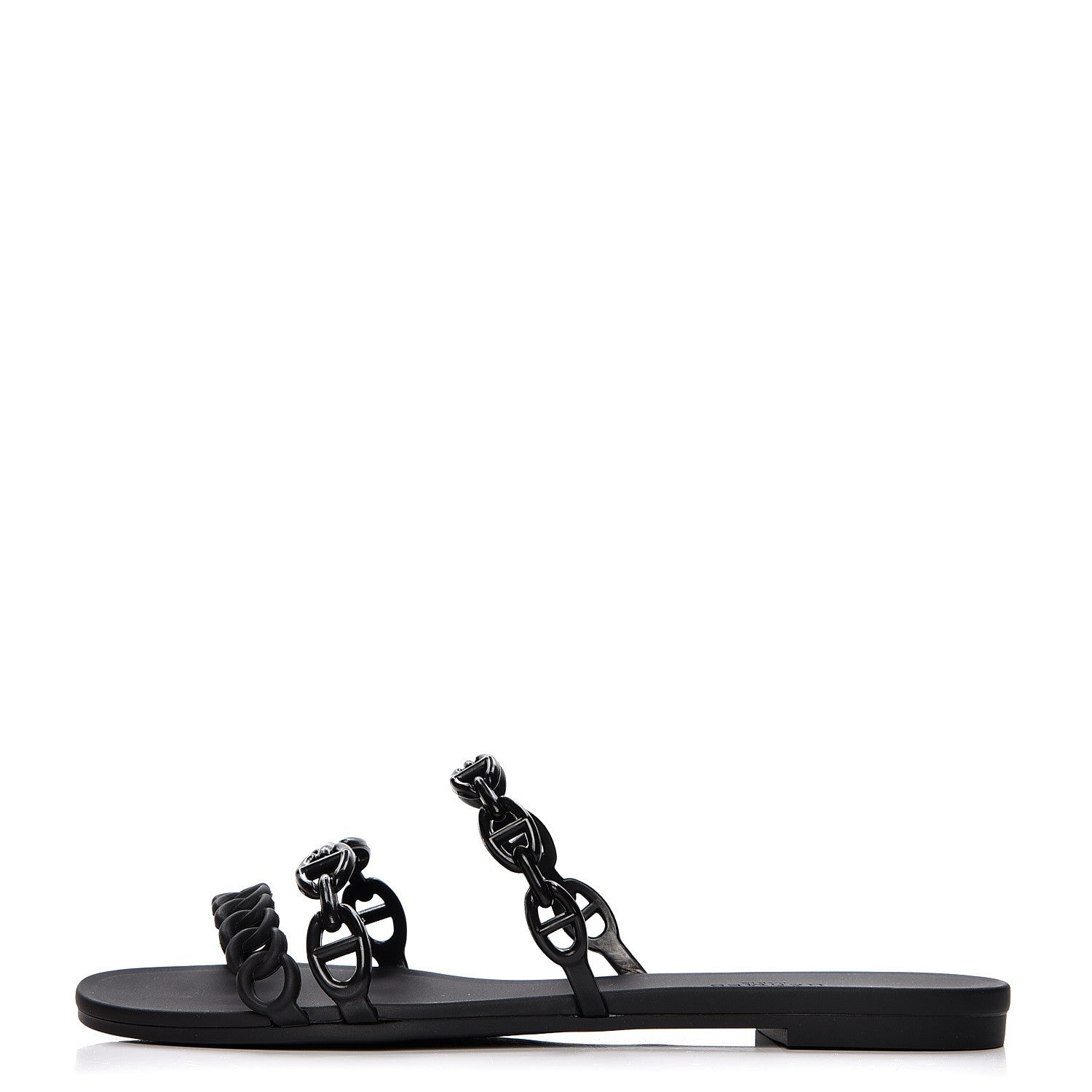 Hermes Rubber Chaine d'Ancre Rivage Sandals 37 Black 1 of 8