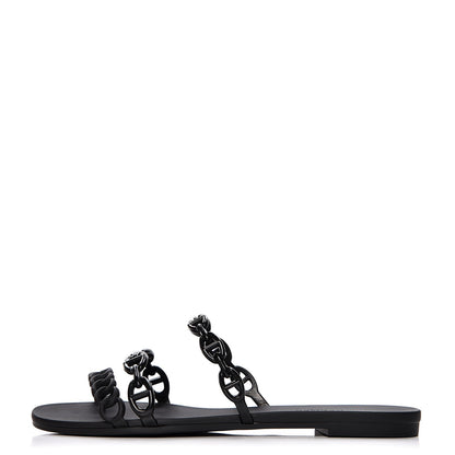 Hermes Rubber Chaine d'Ancre Rivage Sandals 37 Black 1 of 8