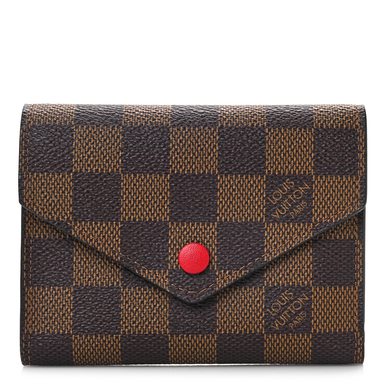 Louis Vuitton Damier Ebene Victorine Wallet Red 1 of 9