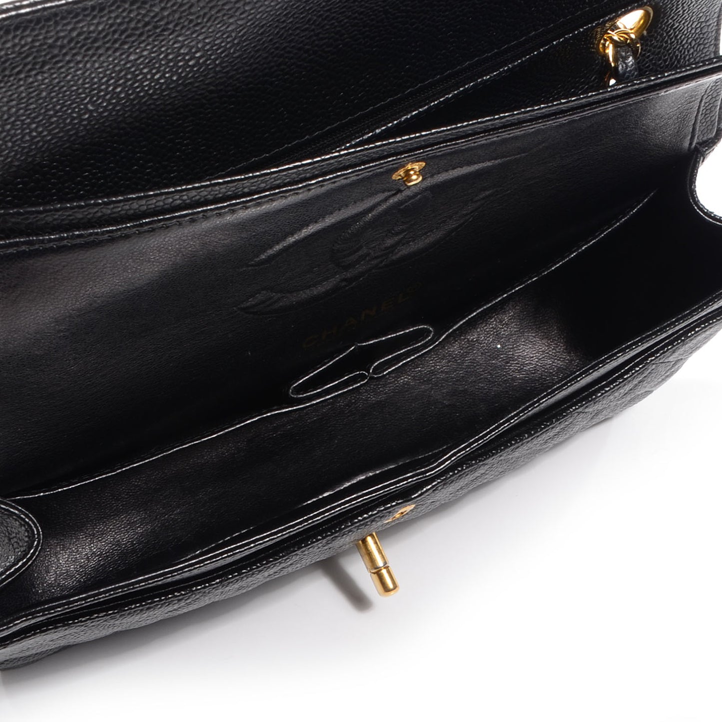 Caviar Quilted Medium Double Flap Black