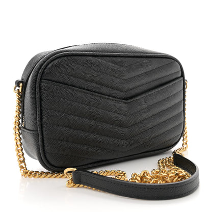 Saint Laurent Grain De Poudre Matelasse Monogram Mini Lou Camera Bag Black 3 of 11