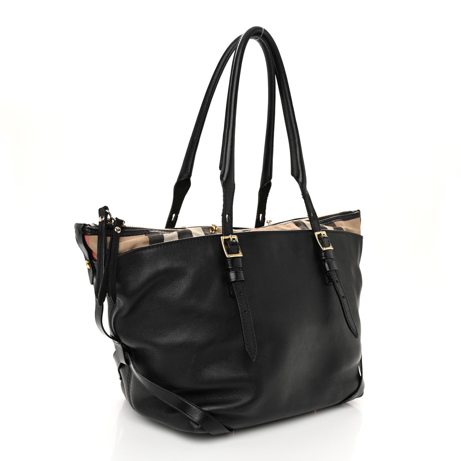 Burberry Calfskin House Check Small Salisbury Tote Black 3 of 15
