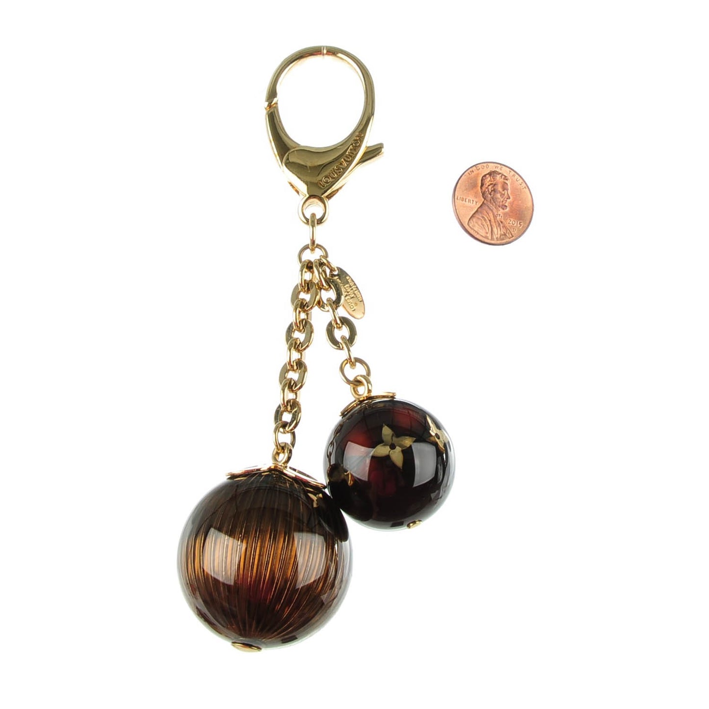 Monogram Ball Charm Key Chain Brown