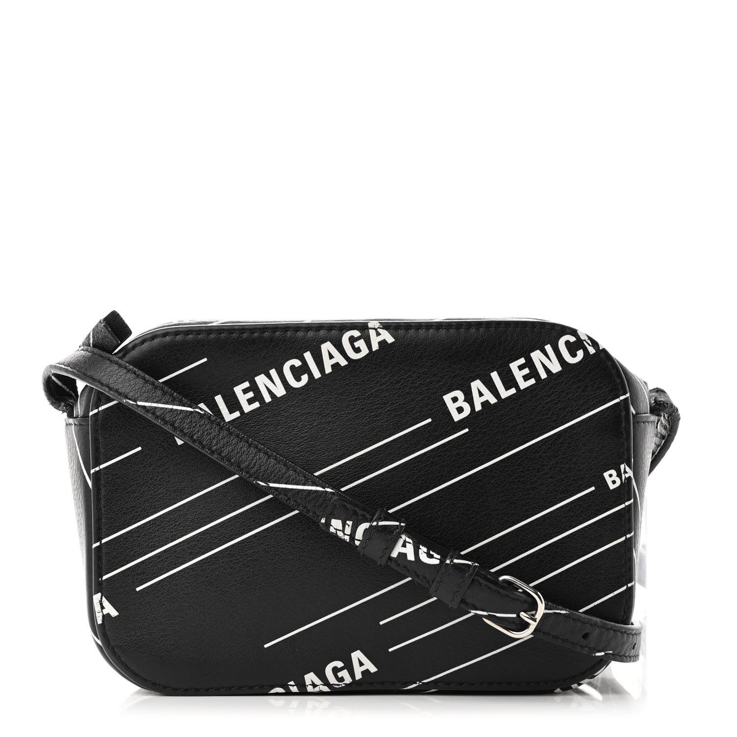 Calfskin Logo Print XS Everyday Camera Bag Black White