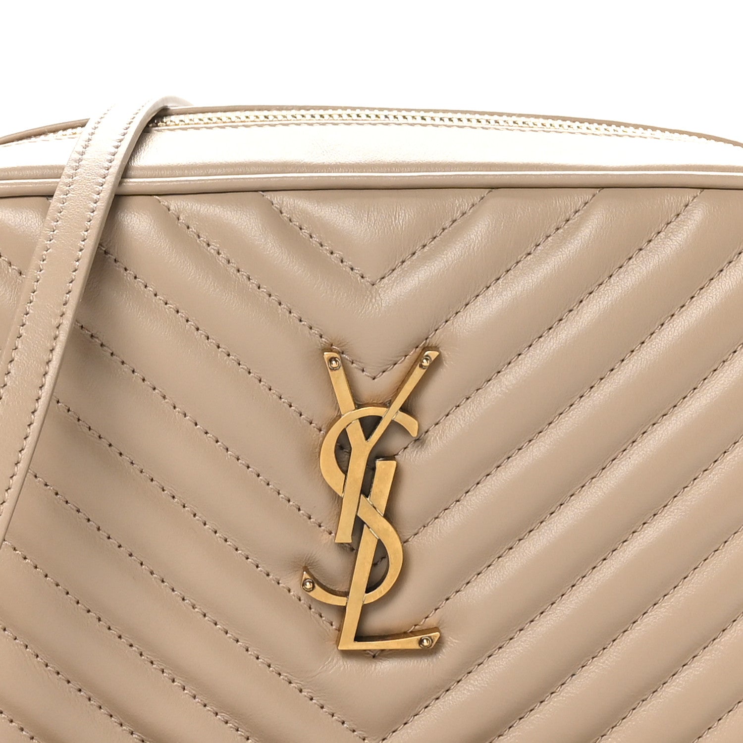 Saint Laurent Calfskin Matelasse Monogram Lou Camera Bag Dark Beige 8 of 11