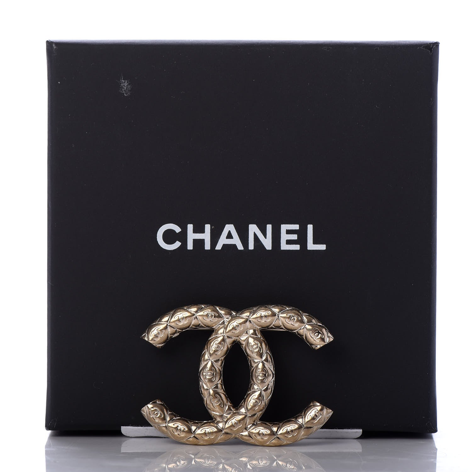 Chanel Metal CC Diamond Quilted Brooch Light Gold 5 of 5