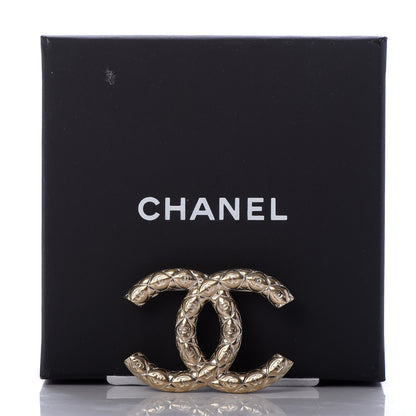 Chanel Metal CC Diamond Quilted Brooch Light Gold 5 of 5